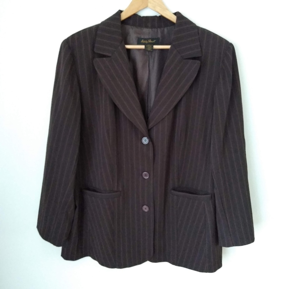 Ashley Stewart Brown Vertical Stripped Blazer